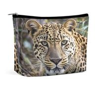 HETVBNS Trousse de maquillage de voyage portable pour femme - Motif léopard africain - Avec fermeture éclair - Étanche - Ouverte - Jolie trousse de maquillage pour accessoires de voyage - Africaine