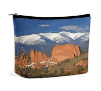 HETVBNS Trousse de maquillage de voyage portable pour femme Pikes Peak Colorado - Trousse de maquillage avec fermeture éclair - Étanche - Ouverte et plate - Jolie pochette de maquillage pour