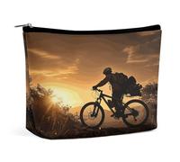 HETVBNS Trousse de maquillage de voyage portable pour femme - Pour vélo de montagne - Trousse de maquillage de soirée avec fermeture éclair - Étanche - Ouverte - Jolie pochette de maquillage pour