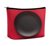 HETVBNS Trousse de maquillage de voyage portable pour femme - Rouge et noir - Avec fermeture éclair - Étanche - Ouverte - Jolie pochette de maquillage pour accessoires de voyage