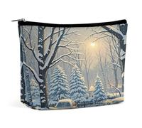 HETVBNS Trousse de maquillage de voyage portable pour femme - Scène de neige d'hiver - Trousse de maquillage avec fermeture éclair - Étanche - Ouverte - Jolie pochette de maquillage pour accessoires