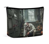 HETVBNS Trousse de maquillage de voyage portable pour femme sur le thème de l'horreur d'Halloween - Trousse de maquillage avec fermeture éclair - Étanche - Ouverte et plate - Jolie pochette de