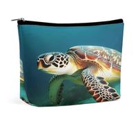 HETVBNS Trousse de maquillage de voyage portable pour femme - Tortue de mer - Trousse de maquillage avec fermeture éclair - Étanche - Ouverte et plate - Jolie pochette de maquillage pour accessoires