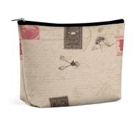 HETVBNS Trousse de maquillage de voyage portable pour femme - Trousse de maquillage à l'ancienne avec fermeture éclair - Étanche - Ouverte et plate - Jolie pochette de maquillage pour accessoires de