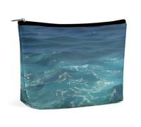 HETVBNS Trousse de maquillage de voyage portable pour femme - Trousse de maquillage avec fermeture éclair - Étanche - Ouverte et plate - Jolie trousse de maquillage pour accessoires de voyage - La mer