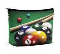 HETVBNS Trousse de maquillage de voyage portable pour femme - Trousse de maquillage avec fermeture éclair - Étanche - Ouverte - Jolie trousse de maquillage pour accessoires de voyage, billard, 17,2 x