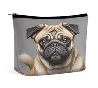 HETVBNS Trousse de maquillage de voyage portable pour femme - Trousse de maquillage avec fermeture éclair - Étanche - Ouverte et plate - Jolie trousse de maquillage pour accessoires de voyage - Chien