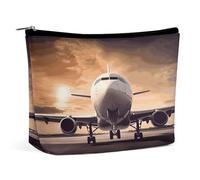 HETVBNS Trousse de maquillage de voyage portable pour femme - Trousse de maquillage avec fermeture éclair - Étanche - Ouverte - Jolie trousse de maquillage pour accessoires de voyage - Avion - 17,2 x
