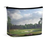 HETVBNS Trousse de maquillage de voyage portable pour femme - Trousse de maquillage pour terrain de golf - Avec fermeture éclair - Étanche - Ouverte et plate - Jolie pochette de maquillage pour