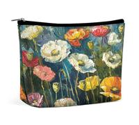 HETVBNS Trousse de maquillage de voyage portable pour femme - Vert foncé - Avec fermeture éclair - Étanche - Ouverte - Jolie trousse de maquillage pour accessoires de voyage