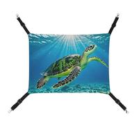 HETVBNS Turtle Swimming in The Sea Hamac pour chats et chiens, hamac à suspendre en toile douce et respirante avec sangles réglables, lit suspendu confortable et durable pour animaux de compagnie de