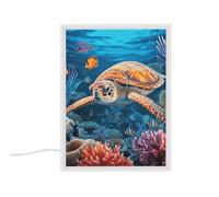 HETVBNS Veilleuse à LED en acrylique avec motif de poisson tropical, étoile de mer, lampe de table à intensité variable avec image pour chambre à coucher