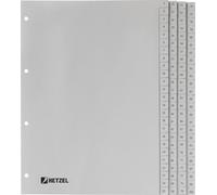 HETZEL Répertoire plastique chiffres A4 1-100 PP gris