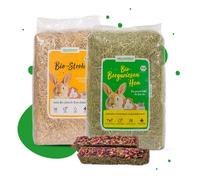 Heu-Heinrich Foin de montagne bio, paille et bâton de grignotage gratuit du parc naturel de la forêt de Thuringe - Litière et nourriture pour rongeurs, lapins, cochons d'Inde, hamsters, lapins - Offre