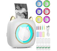 heuchaey Imprimante Photo Portable,Mini imprimante Thermique instantanée sans Fil Bluetooth avec LED à Sept Couleurs,Imprimante pour Photos Liste d'étiquettes avec 10 Rouleaux de Papier Thermique