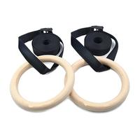 HEUchuan Anneaux de Gymnastique 1 Paire d'anneaux de Gymnastique en Bois 28 mm avec Sangles à Boucles Longues réglables for entraînement Domicile for Adultes et Enfants(28mm Set)