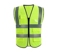 HEUchuan Gilet de sécurité Multi-Poches Respirant for la Circulation, Type Grille, for mineurs, constructeurs, Uniformes Course, Sport pour la Construction, Les travaux extérieurs(Bright Green)