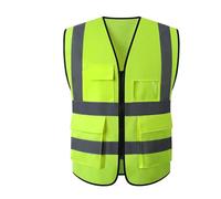HEUchuan Gilet réfléchissant Multi-Poches for Environnement de Circulation Nocturne, Architecture Jardin, Gilet Construction pour la Construction, Les travaux extérieurs(Yellow,L)