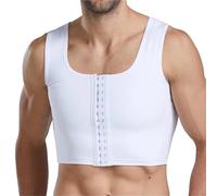 HEUchuan sous-vêtements Sculptants pour Homme Corset Gainant Amincissant for Homme, Push-up, Compression, Ceinture Amincissante, Gilet correcteur de Posture avec Crochets(White,XL)