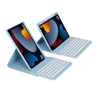 HEUCYL Coque Clavier pour iPad Air 5ème/4ème Génération 2022/2020 10,9 Pouces - Rotation Verticale 360° Coque Arrière Transparente Magnétique Détachable sans Fil Bluetooth Clavier Français,Sky Blue