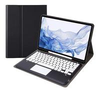 HEUCYL Coque Clavier pour Samsung Galaxy Tab S10+ 2024/Tab S9 FE+/S9+ 2023/S8+ 2022/S7 FE 2021/S7+ 12.4", Pavé Tactile Magnétique Détachable sans Fil Bluetooth Clavier, avec Porte-Stylo S,Noir