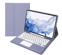 HEUCYL Coque Clavier pour Samsung Galaxy Tab S10+ 2024/Tab S9 FE+/S9+ 2023/S8+ 2022/S7 FE 2021/S7+ 12.4", Pavé Tactile Magnétique Détachable sans Fil Bluetooth Clavier, avec Porte-Stylo S,Violet