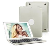 HEUCYL Étui Avec Clavier Pour iPad 9,7" 2018/2017, iPad Pro/Air 1/2, Écran Rotatif À 135°, Étui Rigide Avec Clavier Bluetooth Amovible, Silver Grey