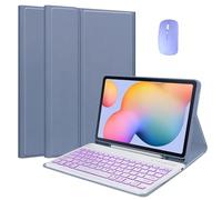 HEUCYL Étui avec Clavier pour Samsung Galaxy Tab S10+ 2024/Tab S9 FE+/S9+ 2023/S8+ 2022/S7 FE 2021/S7+ 12.4" Tablette, Clavier Rétroéclairé 7 Couleurs Clavier Bluetooth sans Fil Amovible,Violet