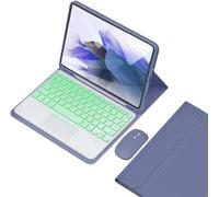 HEUCYL Étui avec Clavier pour Samsung Galaxy Tab S10+ 2024/Tab S9 FE+/S9+ 2023/S8+ /S7 FE /S7+ 12.4", Clavier Tactile Rétroéclairé 7 Couleurs avec Support S Pen, Clavier sans Fil Amovible,Violet