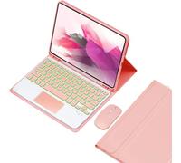 HEUCYL Étui avec Clavier pour Samsung Galaxy Tab S10+ 2024/Tab S9 FE+/S9+ 2023/S8+ /S7 FE /S7+ 12.4", Clavier Tactile Rétroéclairé 7 Couleurs avec Support S Pen, Clavier sans Fil Amovible,Rose