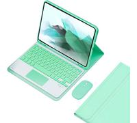 HEUCYL Étui avec Clavier pour Samsung Galaxy Tab S10+ 2024/Tab S9 FE+/S9+ 2023/S8+ /S7 FE /S7+ 12.4", Clavier Tactile Rétroéclairé 7 Couleurs avec Support S Pen, Clavier sans Fil Amovible,Mint Green