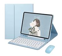 HEUCYL Étui avec Clavier pour Samsung Galaxy Tab S9 Ultra 14,6" 2023 (SM-X910/X916B/X918U) avec Souris, Clavier Français sans Fil Magnétique Amovible avec Support Fin, Porte-Stylo Intégré,Bleu