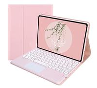 HEUCYL Étui Clavier pour Lenovo Tab P11 Plus 2021 (TB-J607) & P11 2020 (TB-J606F/TB-J606X) 11 Pouces avec Pavé Tactile Clé Ronde Détachable sans Fil Bluetooth Clavier Français,Rose