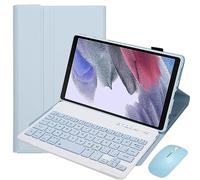 HEUCYL Étui Clavier pour Samsung Galaxy Tab S10+ 2024/Tab S9 FE+/S9+ 2023/S8+ 2022/S7 FE 2021/S7+ 12.4" avec Souris, Clavier Français sans Fil Magnétique Détachable, Étui Fin avec Support,Sky Blue