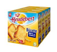 Heudebert - Biscottes aux Céréales Nature - Idéal pour le Petit-Déjeuner - Lot de 4 Boîtes de 2 Sachets avec 36 Biscottes (290 g)