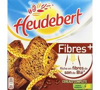 Heudebert Biscottes fibres + céréales complètes 2 sachets fraîcheur de 16 tranches 280 g