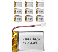 HEUE-10Pcs Batterie Lithium Polymère 3,7V 250Mah 502030 Batterie Rechargeable Lipo Avec Connecteur Jst Avec Vxi Blue Parrott - Vérifier La Polarité De L'Équipement Et Du Connecteur Avant L'Achat