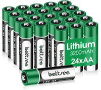 HEUE-Lot De 24 Piles Au Lithium Aa 3200 Mah 1.5V 4.8 Wh,Double Aa Pile Longue Durée,Non Rechargeable,Pour Lampe De Poche,Jouets Électriques,Télécommande,Système De Caméra De Sécurité Blink