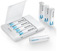 HEUE-Piles Rechargeables Aa Lithium Lot De 8 Avec Chargeur,2500 Mwh Haute Capacité 1,5 V Tension Constante Li-Ion Double A,1600+ Cycles Longue Durée,Faible Autodécharge