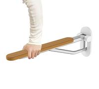 Heuffe Barre D'appui Pliable pour Toilettes Mural，Barre de Sécurité Relevable Wc Handicapé，Poignée WC Rabattable de Salle de Bain pour Handicapé, Âgé, Enceint（Bois）