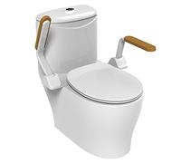 Heuffe Cadres de Sécurité pour Toilettes，Barre D'appui Pliable pour WC，Accoudoir de Toilette Résistant，Armature de Toilettes Rabattable pour Handicapé, Personnes âgées（Bois）