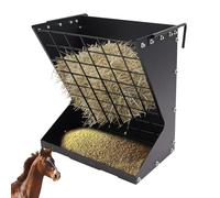Heuraufe Gamelle pour cheval avec crochets réglables, râtelier mural, pour moutons dans les fermes de bétail, en intérieur et en extérieur, jusqu'à 30 kg (noir)