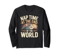 Heure de Sieste - End World Squelette Sommeil Meme Dark Humour Sleeping Manche Longue