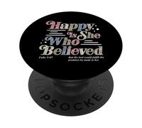 Heureuse Celle Qui a cru Luc 1:45 Foi chrétienne Religion PopSockets PopGrip Adhésif