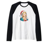 Heureuse Marie de Nazareth avec Chapeau de Père Noël Festif Manche Raglan