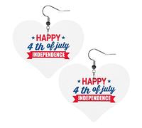 Heureux 4 juillet jour de l'indépendance boucles d'oreilles en cuir pour femmes balancent boucle d'oreille goutte coeur pendentif avec crochet cadeaux pour fille adulte