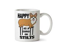 Heureux Comme Un Corgi Sur Des Échasses Tasse À Café Avec Poignée Tasses Céramique Tasse Pour Petit Déjeuner Eau Famille 330Ml