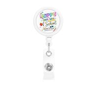 Heureux dernier jour d'école bonjour l'été porte-Badge rétractable bobine Clip porte-carte d'identité pour infirmière étudiant employé de bureau
