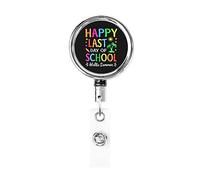 Heureux dernier jour d'école bonjour l'été porte-Badge rétractable bobine Clip porte-carte d'identité pour infirmière étudiant employé de bureau
