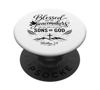 Heureux Les Artisans de Paix Matthieu 5:9 Écriture Bible Prière PopSockets PopGrip Adhésif